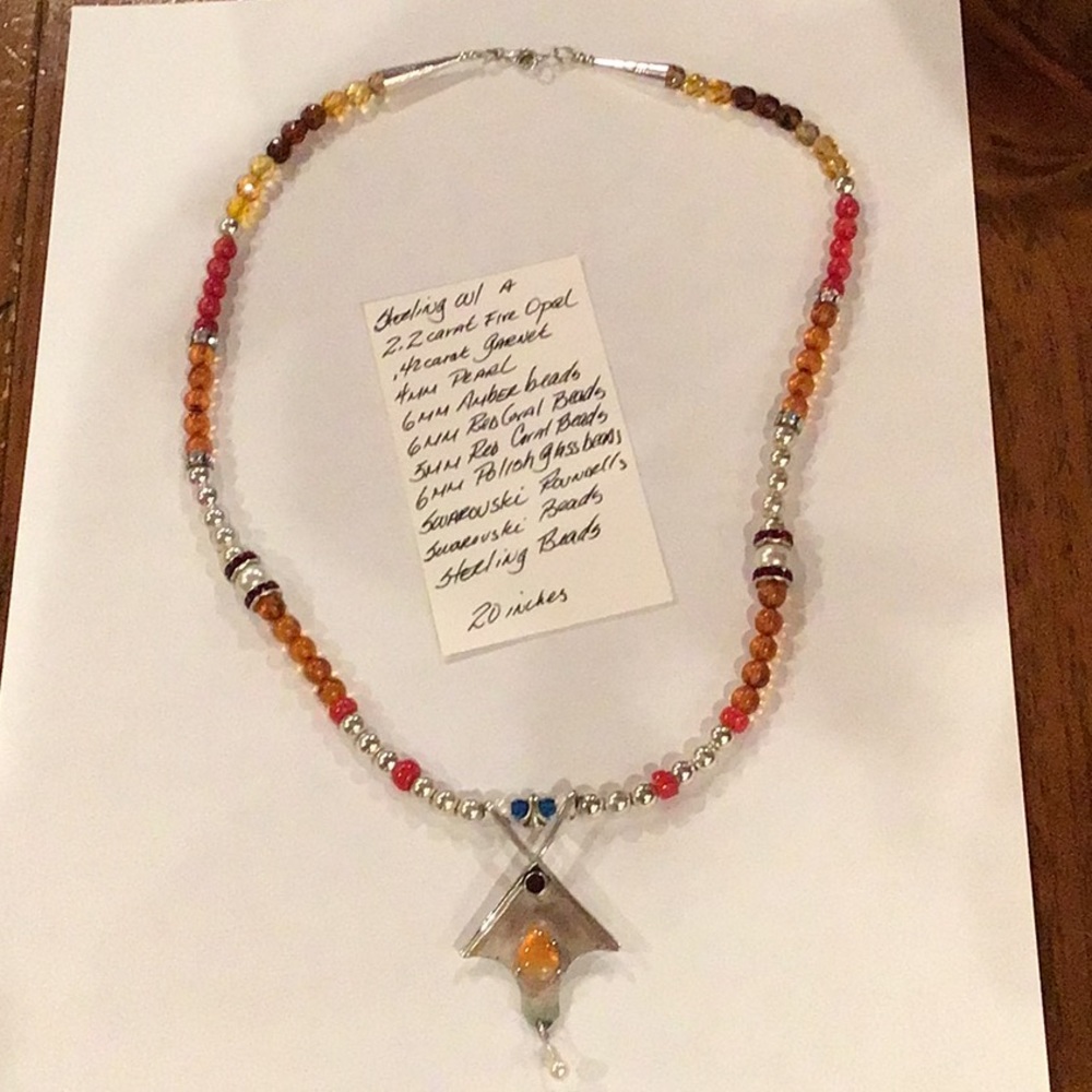 Stunning 20” Custom made Necklace with 10 different stones and beads!  Wowza!